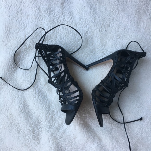 Dolce Vita Black Lace Up Heels - Picture 2 of 6